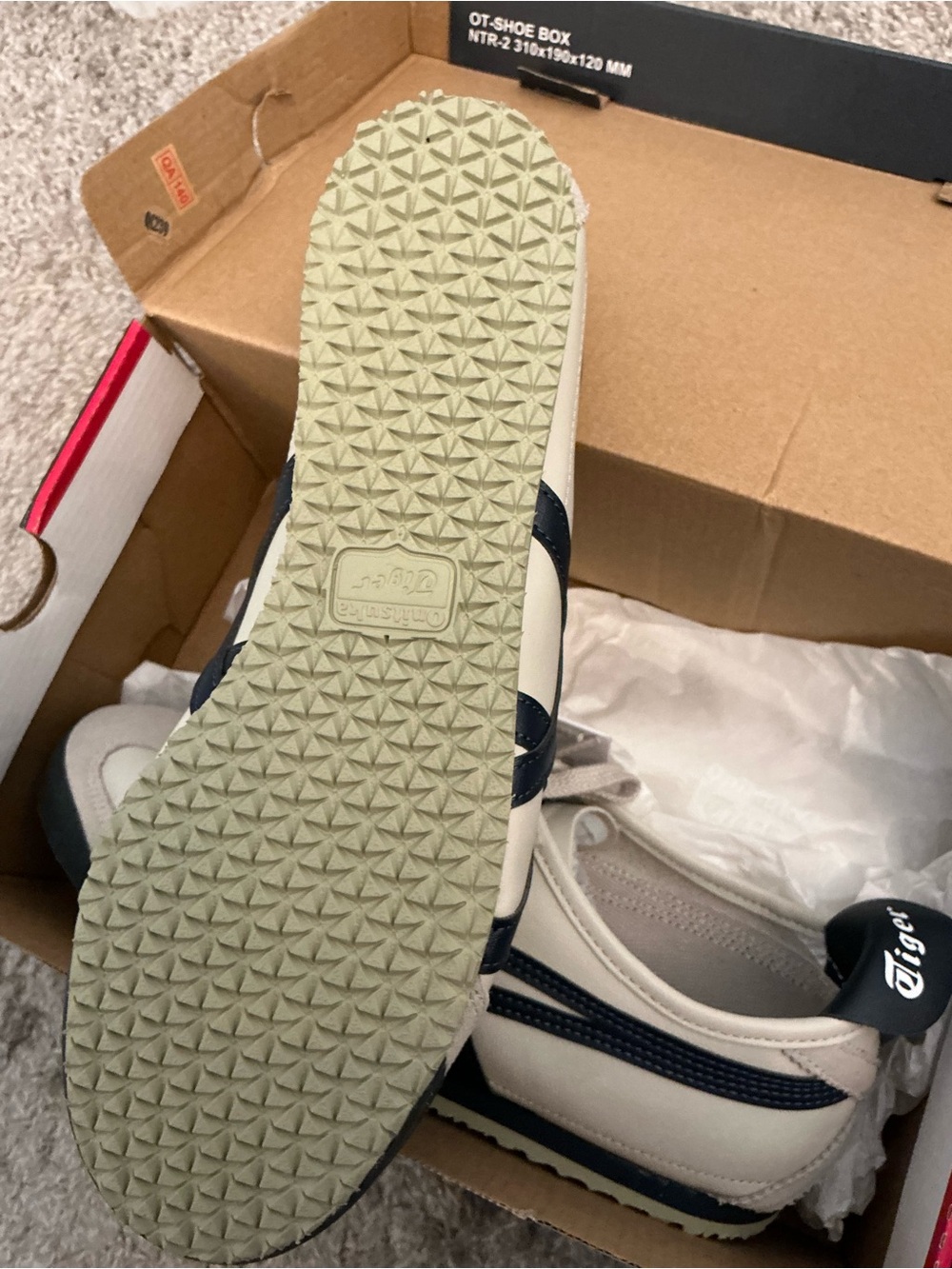 Onitsuka Tiger by Asics Mexico 66 Sneakers - Beige with Navy Stripes - Picture 3 of 5